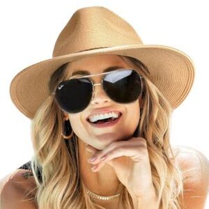 Furtalk Panama Wide Brim Fedora Straw Hat